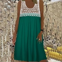 Jerdar nyári ruhák Női Divat alkalmi laza Csipke Panel Egyszínű Ujjatlan kerek nyakú ruha Zöld XL