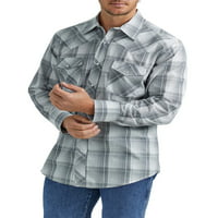 Wrangler® férfi és nagy férfiak rendszeresen illeszkedő hosszú ujjú nyugati ing, S-5XL méretű