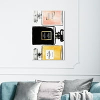 A Wynwood Studio Fashion and Glam Wall Art Canvas nyomtatványok klasszikus parfümös halmozott „parfümök - fekete, sárga