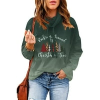 Karácsonyi pulóver női divat nyomtatott zseb Hosszú ujjú blúz alkalmi felsők Sweatershirt gomb Kapucnis a Clearance
