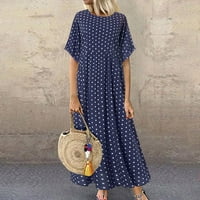 dyfzdhu nyári ruhák nőknek okozati rövid ujjú pöttyös nyomtatott ruha retro strand ruha plusz méret
