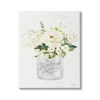 Kézzel Készített Szappan Co. Parasztház Fehér Virágok Ország Csokor Festmény Vászon Művészet Nyomtatás