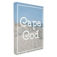 A Stupell Lakberendezés Gyűjtemény Cape Cod Beach Tipográfia Vintage Feszített Vászon Fal Művészet