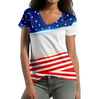 Július 4. 3D póló, női pólók V nyakú, Alkalmi Rövid ujjú Nyomtatott ruházat pamut pólók nőknek,2XS-8XL méretű pólók