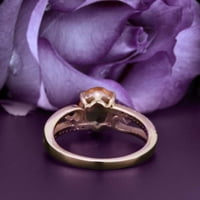 Gyönyörű Art nouvea 1. Karátos ovális vágott Morganit és gyémánt Moissanite Twirled stílusú eljegyzési gyűrű, esküvői