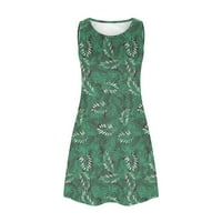 Nyári ruhák nőknek strand virágos póló Sundress Ujjatlan Zsebek Alkalmi Laza tartály ruha zöld a US Méret: 6
