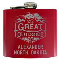 Alexander North Dakota lézer gravírozott fedezze fel a szabadban szuvenír oz rozsdamentes acél oz lombik piros