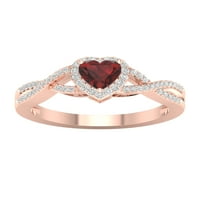 Imperial drágakő 10K rózsa arany szívvágó gránát ct tw gyémánt női divatgyűrű