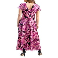 Comfort ruházat női rózsaszín sapka ujj birodalom derék maxi ruha
