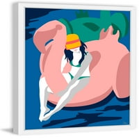 Úszó Flamingo II keretes festmény nyomtatás