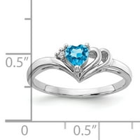 Primal arany karátos fehér arany szív kék topáz és AAA gyémánt gyűrű