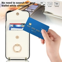 Jiahe Cover iPhone 14, Ütésálló PU bőr tok forgatás gyűrű állvány állítható vállpánt, kártya slot állvány RFID blokkoló