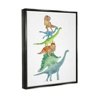 A Stupell Industries egymásra rakott dinoszauruszok kiegyensúlyozása T-re stegosaurus illusztráció grafikus művészet