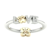 Imperial 1 10ct TDW Diamond S Sterling Silver Dog Paw Love Band - Sárga