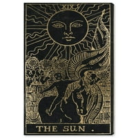 Wynwood Studio spirituális és vallási fal művészete a „The Sun Tarot” asztrológia - fekete, arany