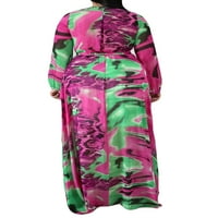 Bomotoo Női bő Maxi ruhák hinta Hem Kaftan hosszú ruha Vintage Etnikai Chiffon Lila XL