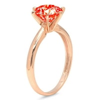 2ct kerek vágott piros szimulált gyémánt 18K rózsaszín rózsa arany gravírozás nyilatkozat évforduló eljegyzés esküvői