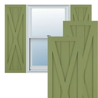 Ekena Millwork 18 W 34 H True Fit PVC Egyetlen X-Board Farmhouse rögzített redőnyök, moha zöld