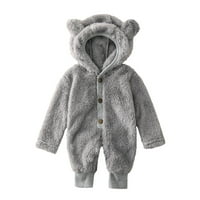 koaiezne Baby Boys lányok téli aranyos meleg medve fül kapucnis Jumpsuit Romper Outwear kabát