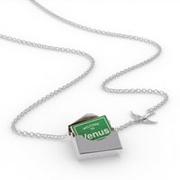 Medál nyaklánc zöld út jel Üdvözöljük a Vénusz egy ezüst boríték Neonblond