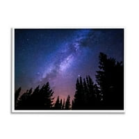 Stupell Industries Deep Blue & Purple Galaxy Sky Stars Woodlands Border keretes fali művészet, 24, Design, Alpenglow