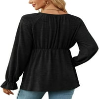 Luxplum Női póló Legénység nyak póló egyszínű póló alkalmi felsők Dailywear Pulóver Fekete M