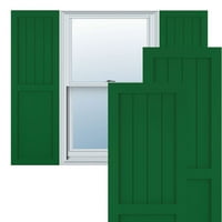 12 W 79 H True Fit PVC parasztház sík panel kombinált rögzített redőnyök, viridian zöld