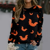homchy Női Alkalmi Halloween nyomtatás Hosszú ujjú O-nyakú pulóver