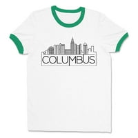 Skyline Columbus Ohio Ringer póló Unise 2x-Nagy Fehér Kelly zöld