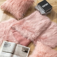 Phantoscope Designer's Choice Fau Fur dekoratív dobás párna + terület szőnyegcsomag, 18 18 2 '6', rózsaszín, párnák