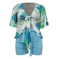 Booker Női nyaralás rövidnadrág készlet Alkalmi öltöny Egyszínű nyári rövidnadrág és ing felső két készlet hajtóka