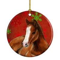 Carolines kincsek SB3120CO ló csikó piros hópelyhek Ünnep Karácsonyi kerámia dísz, in, Többszínű