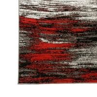 Amerikai bútorok Derrick kortárs ecsetvonása szőnyeg, piros és szürke, kicsi