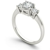 1- Carat T.W. Gyémánt háromköves 14 kt fehér arany eljegyzési gyűrű
