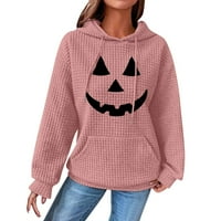 Yubatuo női divat laza Halloween nyomtatott kapucnis pulóver Hosszú ujjú Patchwork kockás pulóver kötött felső Kapucnis