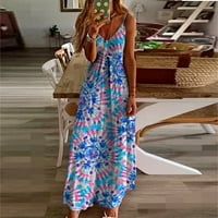 Női nyári alkalmi ruha tengerparti nyaralás Boho Spagetti heveder hosszú ruha