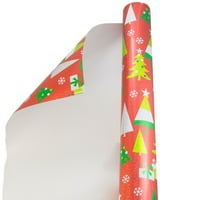 Papír karácsonyi csomagolópapír, négyzetláb, 1 csomag, fák és ajándékok ajándékcsomagolás