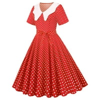 amousa Női Vintage hosszú ujjú pöttyös 1950-es évek Háziasszony fél Labda ruha nyári ruha