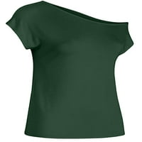 Paille női nyári felsők egyszínű póló Rövid ujjú póló Laza Dailywear tunika blúz Zöld M