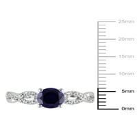 Carat T.G.W. Létrehozott kék zafír és gyémánt-accent 10 kt fehér arany végtelen eljegyzési gyűrű
