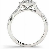 Carat T.W. Diamond 10KT fehérarany klaszter eljegyzési gyűrű