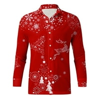Férfi Alkalmi Hosszú ujjú őszi téli karácsonyi 3d nyomtatott ingek divat felső blúz ingek futó rövid csomag