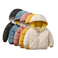 Godderr Baby Boys Lányok kapucnis pamut kabát kisgyermek gyerekeknek 2-7Y Egyszínű téli kabát kapucnis megvastagodott