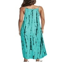 Szexi tánc női hosszú Maxi ruhák ujjatlan nyári strand Sundress nyakkendő festék Slip ruha alkalmi Party Kék 4XL