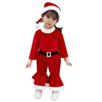 Miyanuby kisgyermek gyerekek lányok karácsonyi ruhák bársony Mikulás jelmez Cosplay harang alsó nadrág + kalap piros