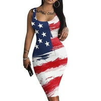 Női nyári Wrap ruha ujjatlan, Függetlenség Napja Tank ruha nőknek július 4. USA zászló Party Bodycon ruhák