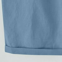 Rövidnadrág Női Térdig érő rugalmas magas derekú nyári könnyű pamut vászon nadrág Női nyomtatási zseb nadrág