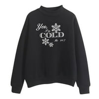 Igen, hideg vagyok 24: Női pulóver levél hópehely nyomtatás Garbó pulóverek hosszú ujjú alkalmi Túlméretezett őszi