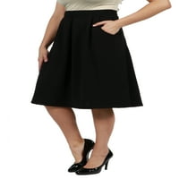 Comfort ruházat női klasszikus térdhosszú fekete szoknya zsebével