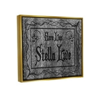 A Stupell Industries itt fekszik Stella Live Grave Graphic Art Metallic Gold Lebegő keretes vászon nyomtatott fali